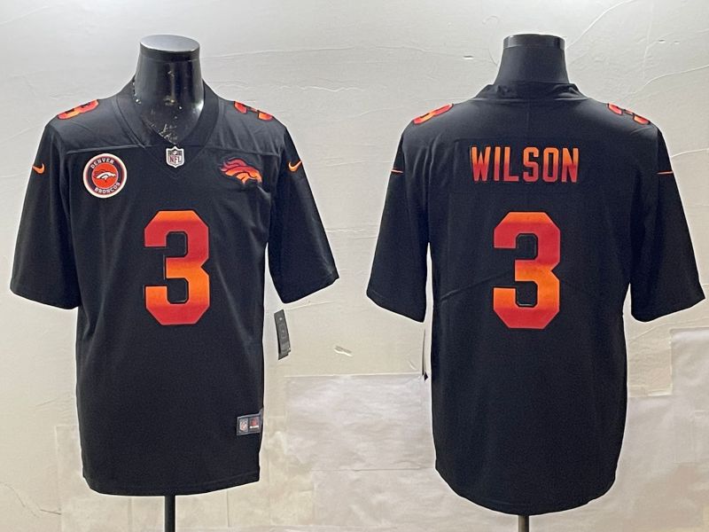 Men Denver Broncos #3 Wilson Black Fashion 2025 Nike Limited NFL Jersey style 2